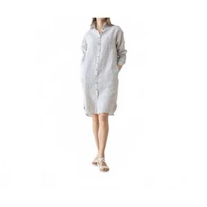 NEW LINENME paula linen shirt mini dress in silver melange